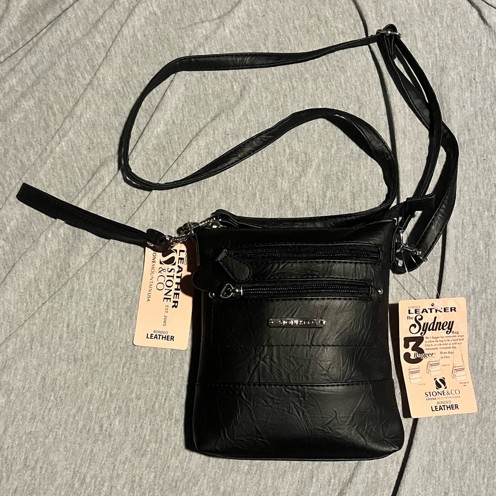 Stone & Co. Sydney Black Leather Bag
